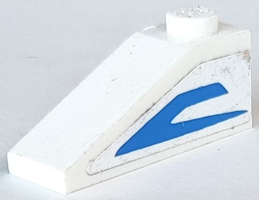 Lego Slope 33 3 x 1 with Blue Stripes Pattern Model Right Side (Sticker) - Set 9525 / White