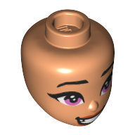 Lego Minidoll Head, Big Bright Pink Eyes, Crazy Smile, Red Lips Print
