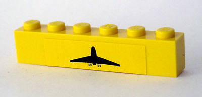 Lego Brick 1 x 6 with Black Airplane Pattern (Sticker)