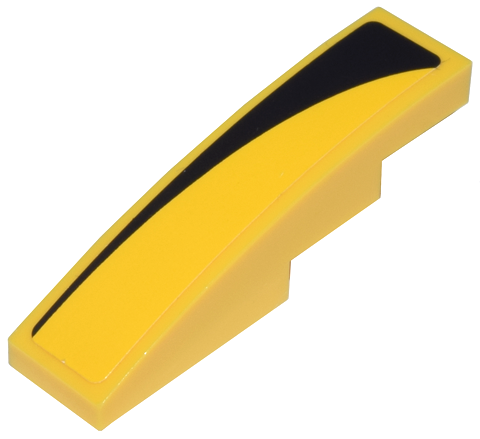 Lego Slope, Curved 4 x 1 with Black Hood Contour Pattern Model Left Side (Sticker) - Sets 8159 / 8160 / Yellow