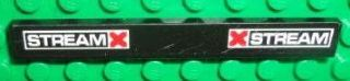 Lego Tile 1 x 8 with 'STREAM' and Red 'X' Pattern on Both Ends (Sticker) - Set 8492 / Black
