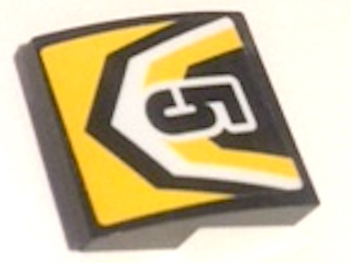 Lego Slope, Curved 2 x 2 x 2/3 with Black Number 5 and Yellow and Black Pattern (Sticker) - Set 60148