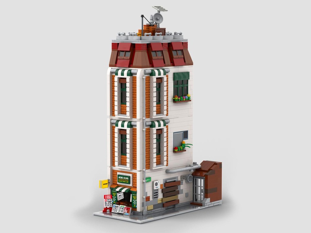 Lego City Newsstand with Backyard – Modular Street Corner
