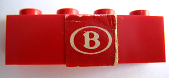 Lego Brick 1 x 4 with 'B' Pattern (Sticker) - Set 164