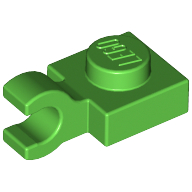 Lego Plate Special 1 x 1 with Clip Horizontal [Thick Open O Clip] / Bright Green