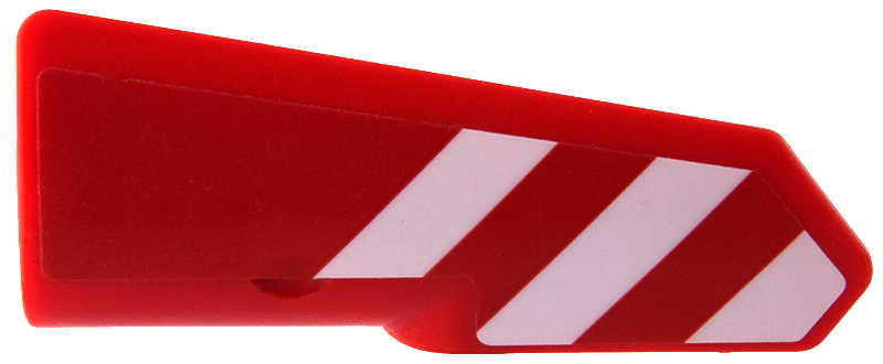 Lego Technic, Panel Fairing #22 Very Small Smooth, Side A with Red and White Danger Stripes Pattern (Sticker) - Set 42098 / Red