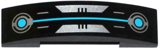 Lego Slope, Curved 4 x 1 x 2/3 Double with Silver and Medium Azure Circuitry Pattern (Sticker) - Set 70173 / Black