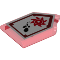 Lego Tile Special 2 x 3 Pentagonal with Nexo Power Shield Print - Rock Ripper / Trans-Red