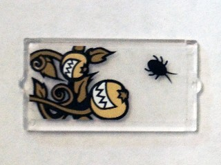 Lego Glass for Window 1 x 2 x 3 with Black Insect and Smiling Pumpkins Pattern (Sticker) - Set 75904