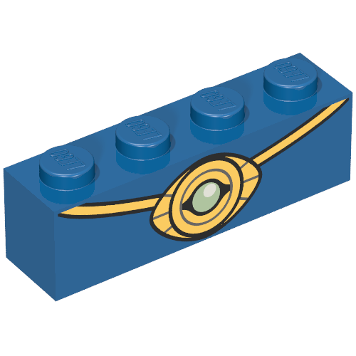 Lego Brick 1 x 4 with Eye of Agamotto Print / Blue
