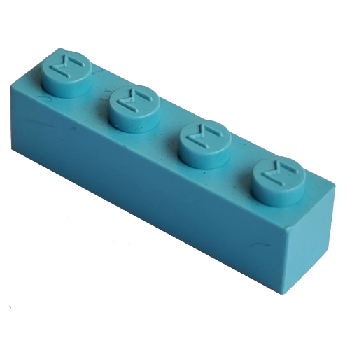 Lego Modulex Brick 1 x 4 with M on Stud / Modulex Ochre Yellow