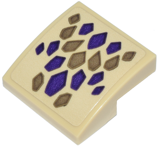 Lego Slope, Curved 2 x 2 x 2/3 with Dark Purple and Dark Tan Dragon Scales Chevron Arrangement Pattern (Sticker) - Set 71836