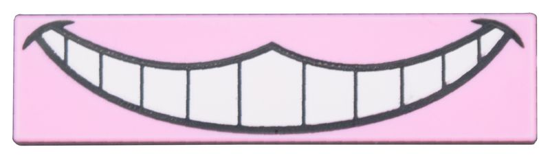 Lego Tile 1 x 4 with Black Mouth Smile with White Teeth Pattern