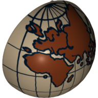 Lego Dome Hemisphere 2 x 2 with Cutout with Dark Brown Europe, Africa, Asia, Australia Globe Print