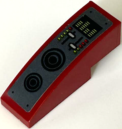 Lego Slope, Curved 3 x 1 with Dark Bluish Gray Control Panel with Red and Lime Lights, Equalizer Bars, Black Speakers and Light Bluish Gray Sliders Pattern (Sticker) - Set 70669
