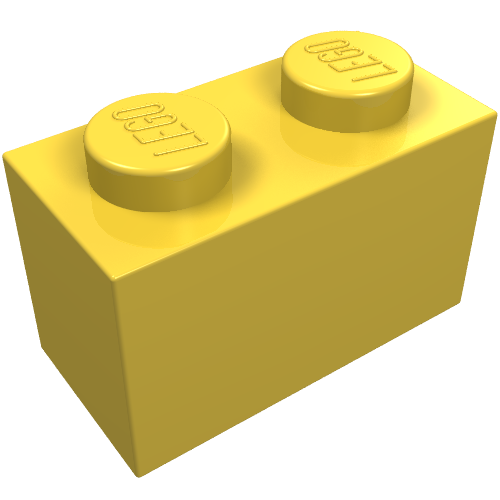 Lego Brick 1 x 2 without Bottom Tube / Yellow