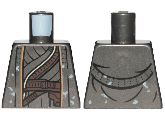 Lego Torso SW Robe with Dark Brown Belts and Dirt Stains Pattern (Moloch) / Pearl Dark Gray
