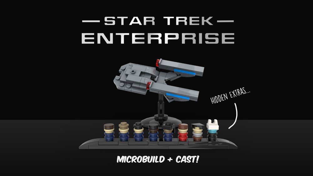 Lego Star Trek Enterprise NX-01 — polybag-style microbuild + cast