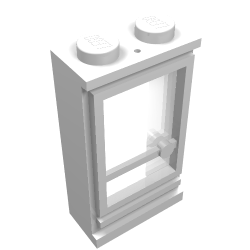 Lego Door 1 x 2 x 3 Left with Solid Studs, Fixed Glass / White