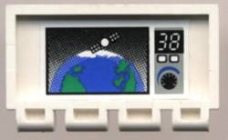 Lego Hinge Train Gate 2 x 4 with Satellite over Earth, '38' and Controls Pattern (Sticker) - Set 6336