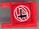 Lego Flag 2 x 2 Square with Flat Edge with Black Number 4 and White Wire Frame Basketball on Red Background Pattern (Sticker) - Sets 3432 / 3433