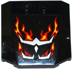 Lego Wedge 4 x 4 x 2/3 Triple Curved with Silver Vents and Red and Yellow Flames on Transparent Background Pattern (Sticker) - Set 70222
