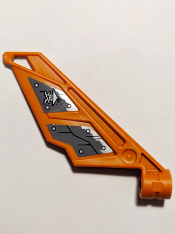 Lego Bionicle Wing Small / Tail with Axle Hole with Hull Plates and Ninja Skull with Crossed Swords Pattern Model Left Side (Stickers) - Set 70605