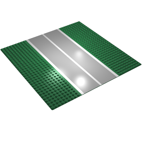 Lego Baseplate 32 x 32 with 9-Stud Straight and Road / Runway Print / Green
