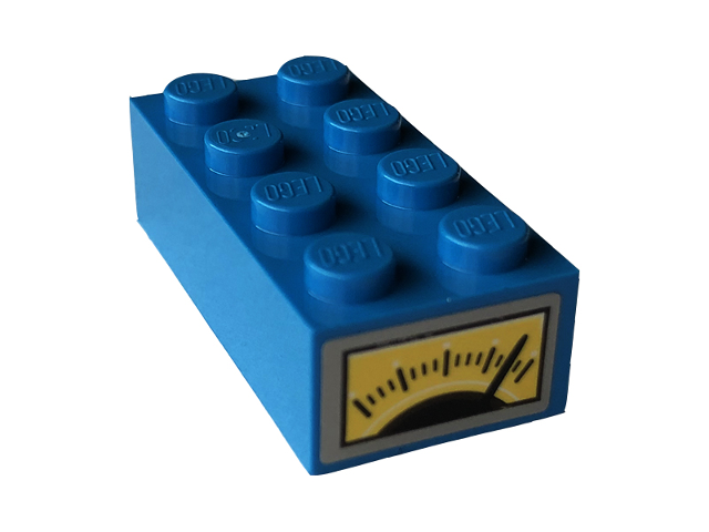 Lego Brick 2 x 4 with Gauge and Needle Pattern on End (Sticker) - Set 70418