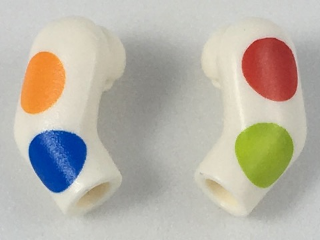 Lego Arm, (Matching Left and Right) Pair with Large Multicolor Polka Dots Pattern / White