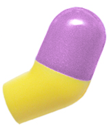 Lego Arm, Left with Molded Medium Lavender Short Sleeve  Pattern / Yellow