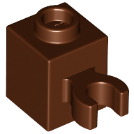 Lego Brick Special 1 x 1 with Clip Vertical [Open O Clip, Hollow Stud] / Reddish Brown