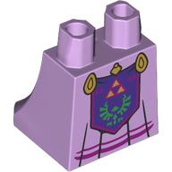 Lego Hips and Legs Under Dress/Robe with Dark Purple Front, Green Falcon, Gold Triangles, Decorations Print / Lavender