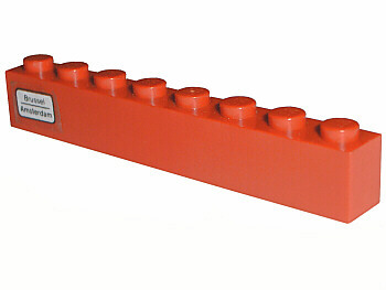 Lego Brick 1 x 8 with 'Brussel - Amsterdam' Pattern on Left Side (Sticker) - Set 7745