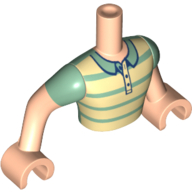Lego Minidoll Torso Man with Tan and Sand Green Striped Shirt Print, Light Nougat Arms and Hands / Light Nougat