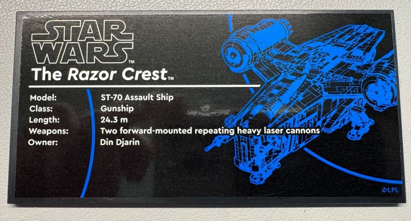 Lego Tile 8 x 16 with Bottom Tubes, Textured Surface with Star Wars The Razor Crest Pattern (Sticker) - Set 75331