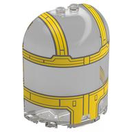 Lego Cylinder Half 3 x 6 x 6 Closed on Top with 2 Studs with Yellow Cockpit Print