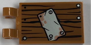 Lego Tile, Modified 2 x 3 with 2 Clips with Worn Plate Pattern (Sticker) - Set 21310