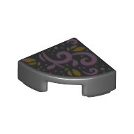 Lego Tile Round 1 x 1 Quarter with Lavender, Bright Light Orange Decoration Print / Black