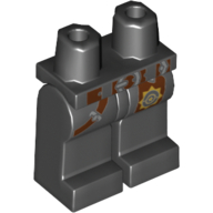 Lego Hips and Black Legs with Reddish Brown Belts, Silver Buckle, Gold Badge on Hip Print / Black