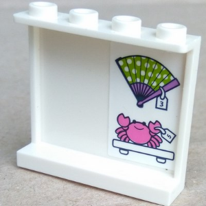Lego Panel 1 x 4 x 3 with Side Supports - Hollow Studs with Fan and Crab on Shelf Pattern on Inside (Sticker) - Set 41315