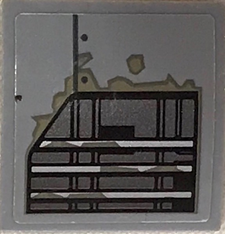 Lego Slope, Curved 2 x 2 x 2/3 with SW Vent and Black Line Pattern (Sticker) - Set 75202