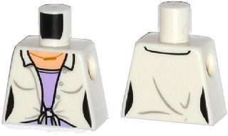 Lego Torso Female Blouse with Knot over Lavender Shirt and Gold Necklace Pattern / White