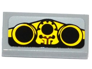 Lego Tile 1 x 2 with SW Naboo Starfighter Controls Pattern (Sticker) - Set 75092 / Light Bluish Gray