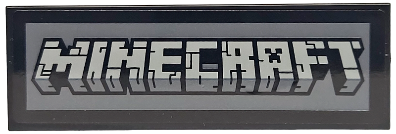 Lego Tile 2 x 6 with Light Bluish Gray Minecraft Logo on Dark Bluish Gray Background Pattern (Sticker) - Set 21265 / Black