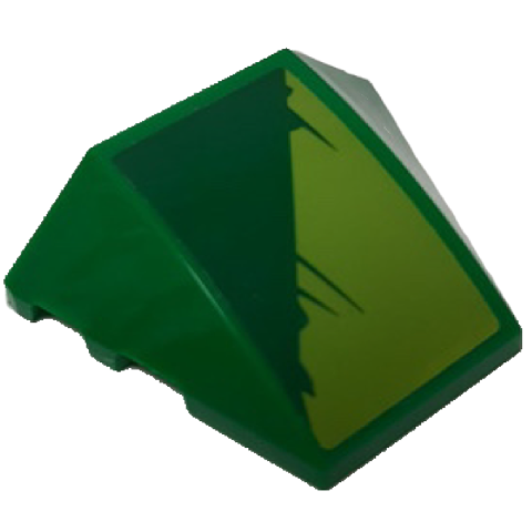 Lego Wedge 4 x 3 Triple Curved No Studs with Lime and Green Triangles with Scratch Marks Pattern Model Right Side (Sticker) - Set 70641 / Green