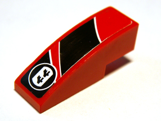 Lego Slope, Curved 3 x 1 with Black Togokahn Pattern, Model Back Right (Sticker) - Set 8159 / Red