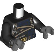 Lego Torso, Dark Tan Belts, Straps, Dark Blue Armor, Gold Belt Buckle Print, Black Arms, Dark Bluish Gray Hands / Black