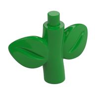 Lego Plant, Vine Stem with 2 Leaves / Bright Green