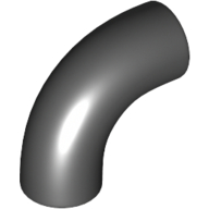 Lego Brick Round 1 x 1 diameter Tube with 90 Degree Elbow (2 x 2 x 1) and Axle Holes (Crossholes) at each end / Black